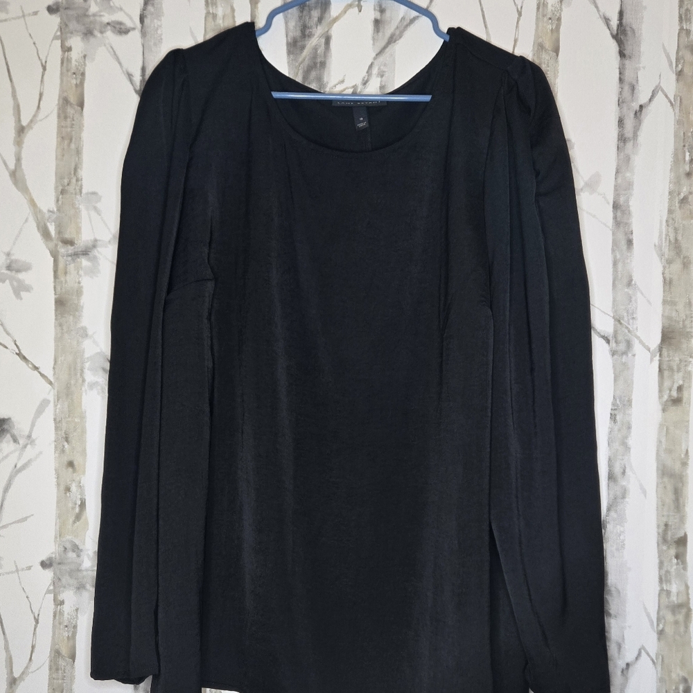 Lane Bryant Puff Sleeve Black Blouse Size 18
